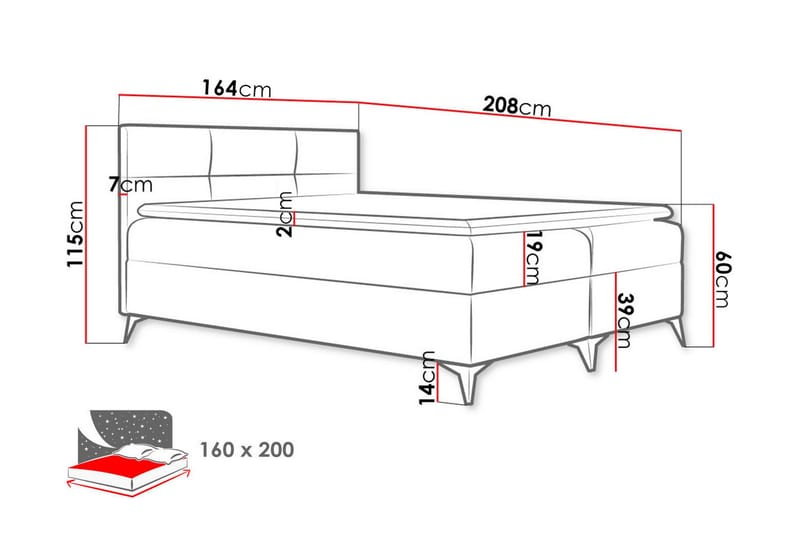 Leckersbo Komplett Sängpaket Kontinentalsäng med förvaring 160x200 cm - Röd - Products - Möbler - Säng - Komplett sängpaket