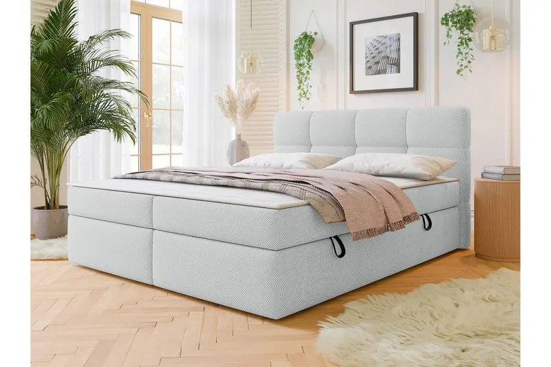 Leckersbo Komplett Sängpaket Kontinentalsäng med förvaring 180x200 cm - Ljusgrå - Products - Möbler - Säng - Komplett sängpaket