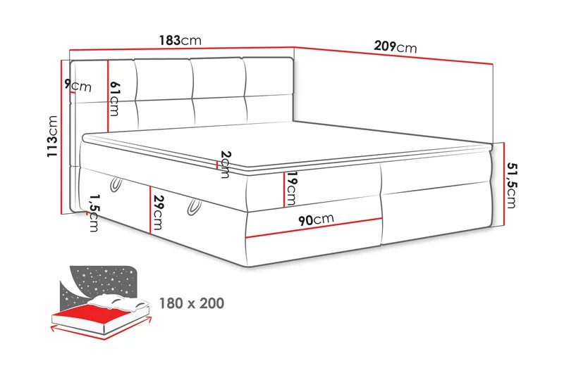 Leckersbo Komplett Sängpaket Kontinentalsäng med förvaring 180x200 cm - Vit - Products - Möbler - Säng - Komplett sängpaket