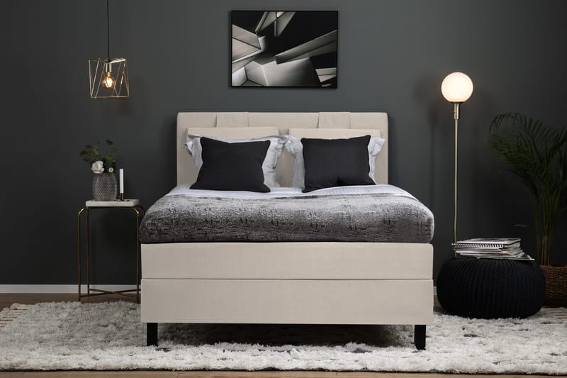 Lucky Komplett Sängpaket 140x200 Memory Slät Sänggavel - Beige - Products - Möbler - Säng - Kontinentalsäng