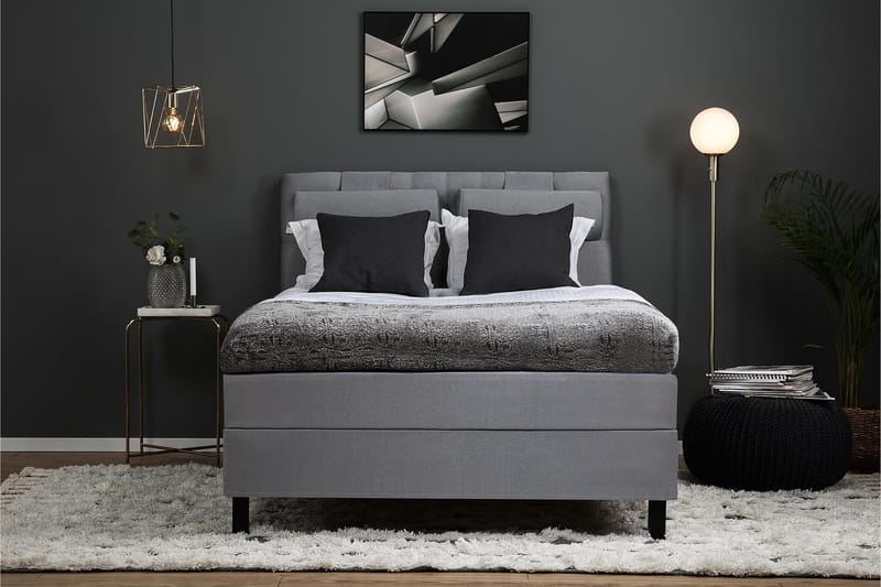 Lucky Komplett Sängpaket 140x200 Skum Diamant Sänggavel - Nackkudde Stor Mellangrå - Products - Möbler - Säng - Kontinentalsäng