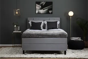 Lucky Komplett Sängpaket 140x200 Skum Slät Sänggavel  Nac - Nackkudde Stor Mellangrå - Products - Möbler - Säng - Kontinentalsäng