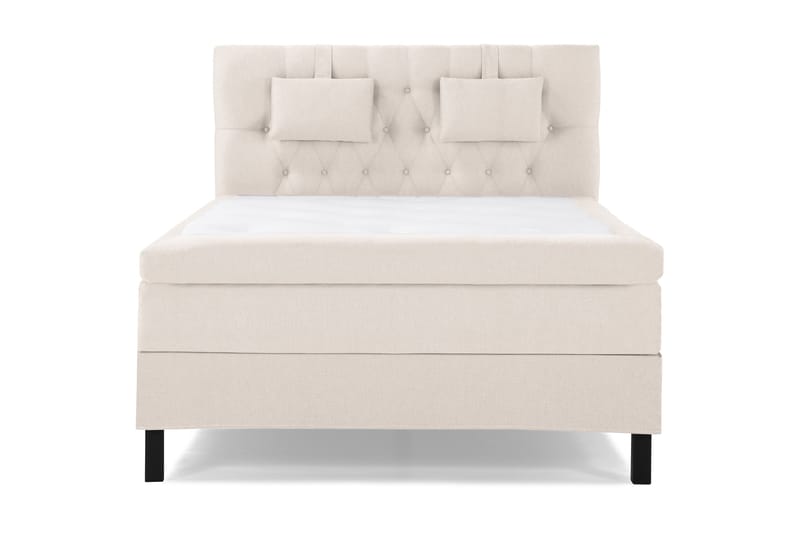 Lucky Komplett Sängpaket 140x200 Polyeter Diamant Sänggavel, Nackkudde Liten Beige