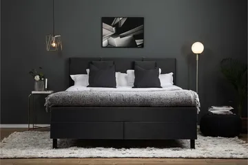 Lucky Komplett Sängpaket 160x200 Memory Slät - Nackkudde Liten Svart/Grå - Products - Möbler - Säng - Kontinentalsäng
