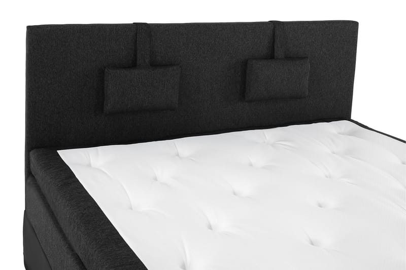 Lucky Komplett Sängpaket 160x200 Memory Slät - Nackkudde Liten Svart/Grå/PU - Products - Möbler - Säng - Kontinentalsäng