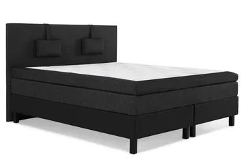 Lucky Komplett Sängpaket 160x200 Memory Slät - Nackkudde Liten Svart/Grå/PU - Products - Möbler - Säng - Kontinentalsäng