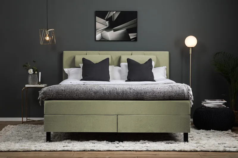 Lucky Komplett Sängpaket 160x200 Memory Slät Sänggavel - Nackkudde Stor Grön - Products - Möbler - Säng - Kontinentalsäng