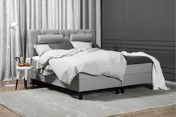 Lucky Komplett Sängpaket 180x200 Latex Diamant Sänggavel - Nackkudde Liten Mellangrå - Products - Möbler - Säng - Kontinentalsäng