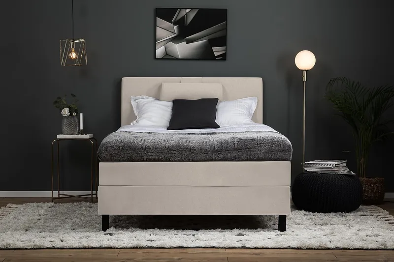 Lucky Kontinentalsäng 120x200Skum - Beige - Products - Möbler - Säng - Enkelsäng