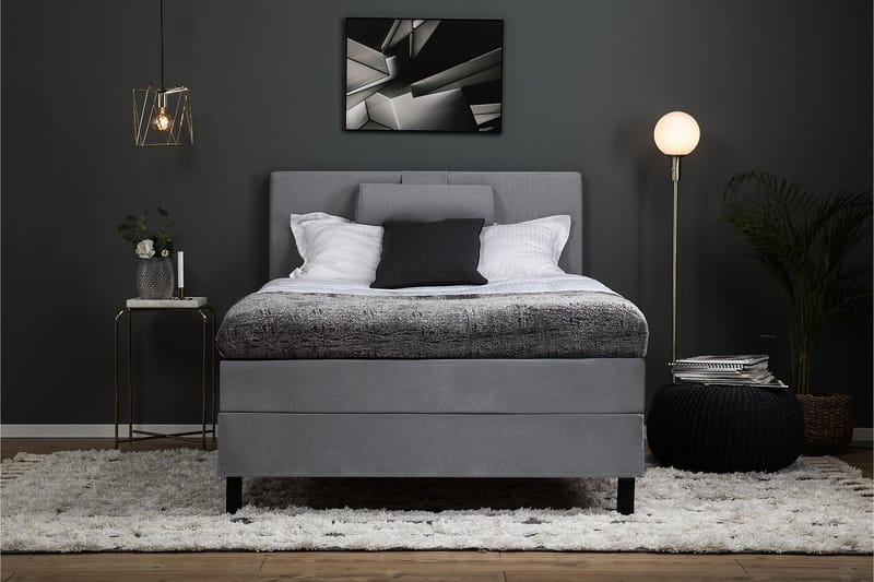 Lucky Sängpaket 120x200 Polyeter Slät - Grå - Products - Möbler - Säng - Enkelsäng