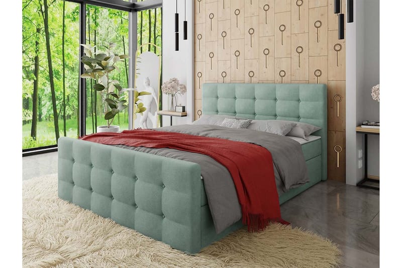 Milano Kontinentalsäng 180x200 cm med Sänggavel - Grön - Products - Möbler - Säng - Säng med förvaring