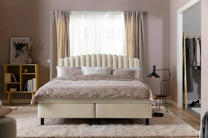 Davia Sänggavel 180 cm - Beige/Sammet - Products - Möbler - Säng - Sängtillbehör & sänggavel - Sänggavel