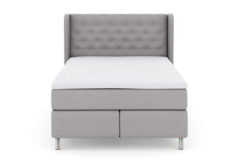 Select No 3 Komplett Sängpaket 140x200 Fast/Medium, Ljusgrå/Metall