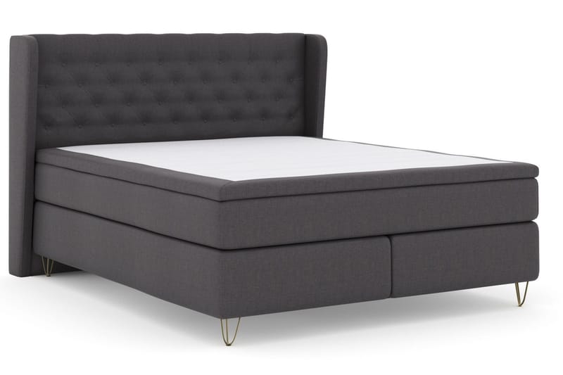 Select No 4 Komplett Sängpaket 160x200 Fast - Mörkgrå/Metall V-form - Products - Möbler - Säng - Kontinentalsäng