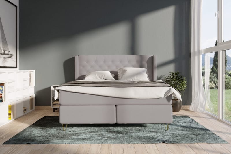 Select No 4 Komplett Sängpaket 180x200 Fast - Ljusgrå/Metall V-form - Products - Möbler - Säng - Kontinentalsäng