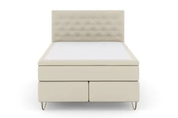 Select No 5 Komplett Sängpaket 140x200 Fast/Medium Latex - Beige/Metall V-form - Products - Möbler - Säng - Kontinentalsäng