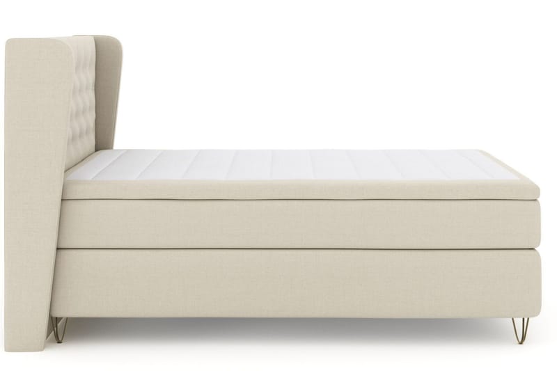 Select No 5 Komplett Sängpaket 160x200 Fast/Medium Latex - Beige/Metall V-form - Products - Möbler - Säng - Kontinentalsäng