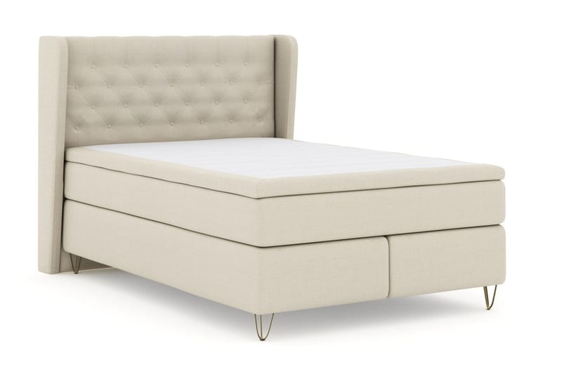 Select No 5 Komplett Sängpaket 160x200 Fast/Medium Latex - Beige/Metall V-form - Products - Möbler - Säng - Kontinentalsäng