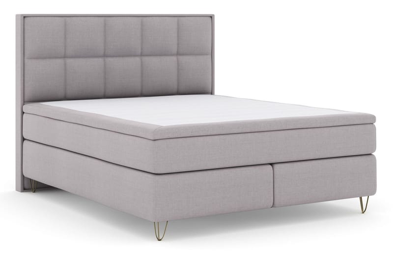 Select No 5 Komplett Sängpaket 160x200 Fast/Medium Latex - Ljusgrå/Metall V-form - Products - Möbler - Säng - Kontinentalsäng