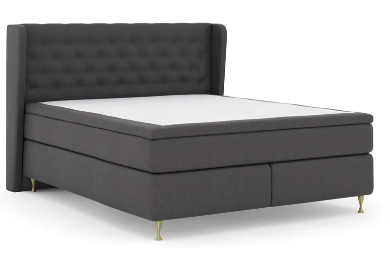 Select No 5 Komplett Sängpaket 210x210 Fast/Medium Watergel - Mörkgrå/Guld - Products - Möbler - Säng - Kontinentalsäng
