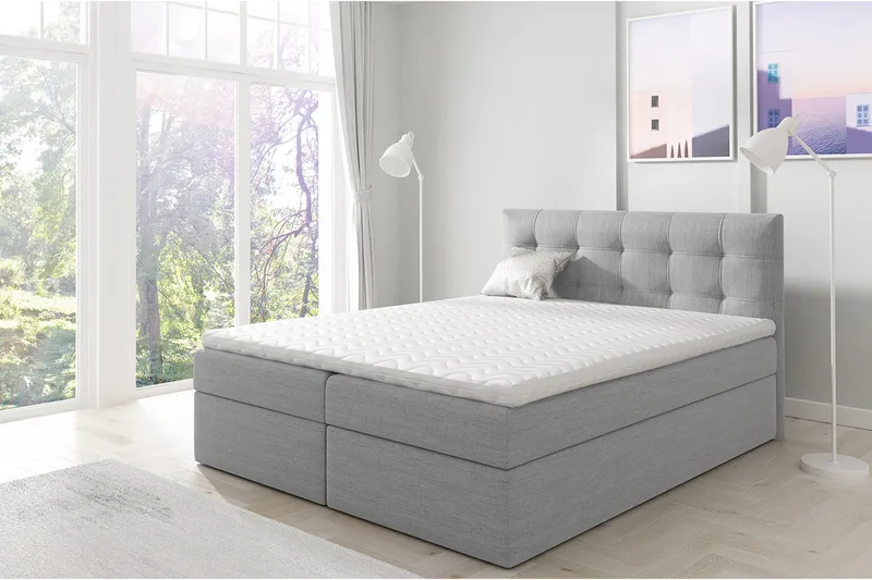 Skaftå Kontinentalsäng 120x200 Svart/Grå/Vit - Svart/Grå/Vit - Products - Möbler - Säng - Säng med förvaring