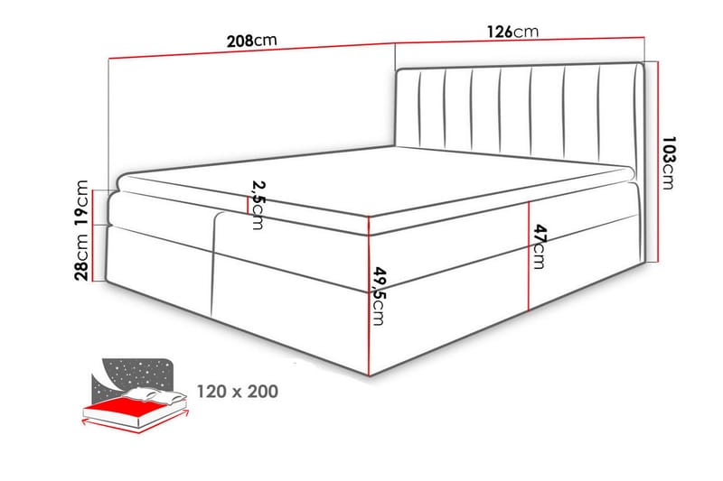 Vasil Kontinentalsäng 120x200 - Grå - Products - Möbler - Säng - Säng med förvaring
