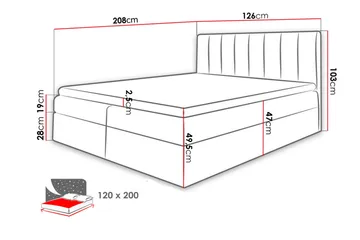 Vasil Kontinentalsäng 120x200 - Svart - Products - Möbler - Säng - Säng med förvaring