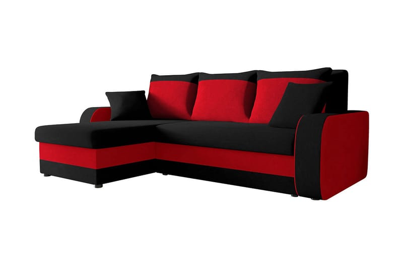 Alvared 3-sits Hörnbäddsoffa Universal - Grå/Röd - Products - Möbler - Soffa - Bäddsoffa - Bäddsoffa divan