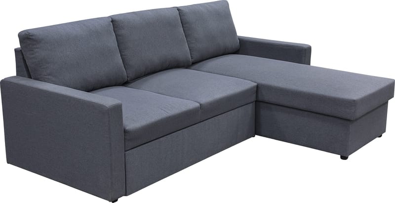 Bäddsoffa 220 cm bred mörkgrå med förvaring - Mörkgrå - Products - Möbler - Soffa - Bäddsoffa - Bäddsoffa divan