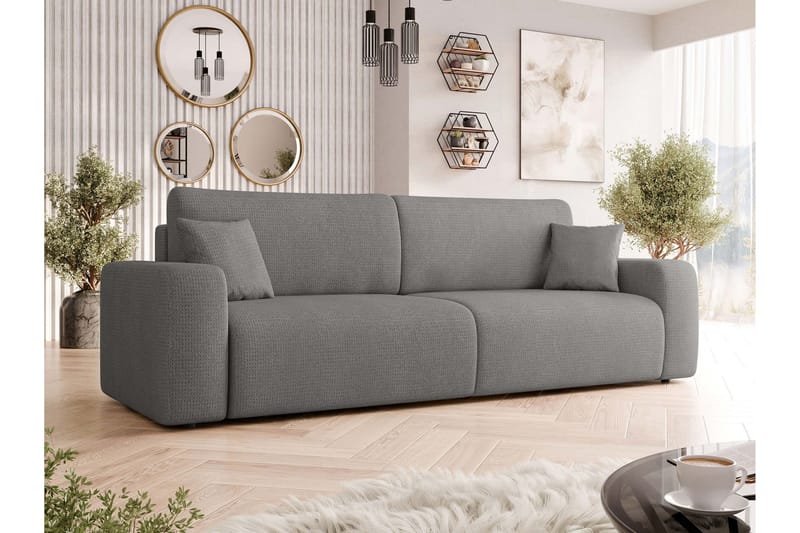 Barile Bäddsoffa 3-sits i Plysch - Grå - Products - Möbler - Soffa - Bäddsoffa - 3 sits bäddsoffa