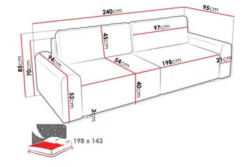 Bella Bäddsoffa 3-sits i Plysch - Beige - Products - Möbler - Soffa - Bäddsoffa - 3 sits bäddsoffa