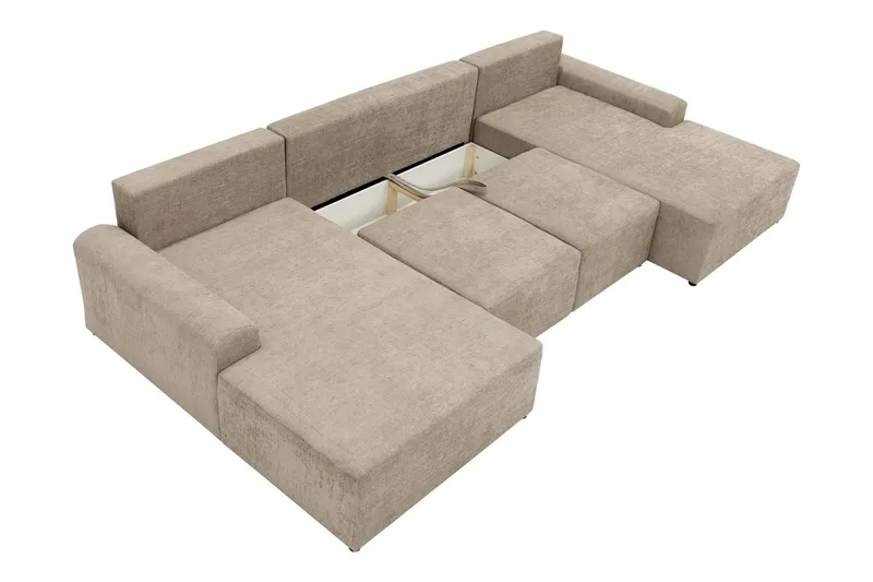 Bella Bäddsoffa Dubbeldivan 4-sits i Plysch - Beige - Products - Möbler - Soffa - Bäddsoffa - U bäddsoffa