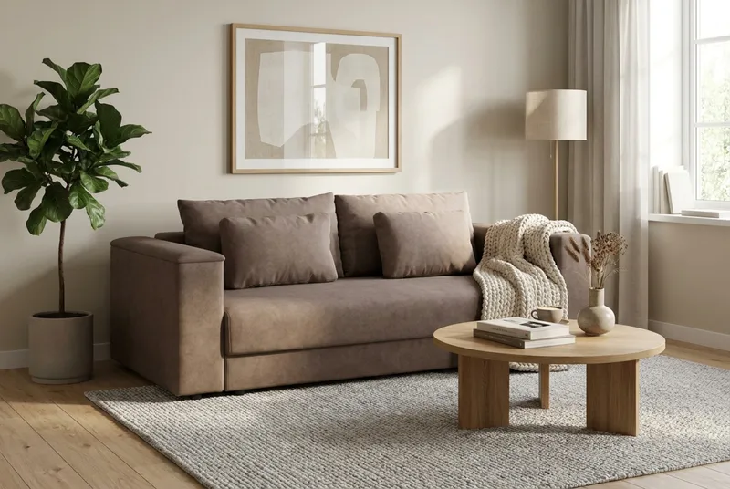 Bergen Extra djup 3-sits Bäddsoffa med Bäddmadrass i Polyesterskum och Tvättbar klädsel - Brun - Products - Möbler - Soffa - Bäddsoffa - 3 sits bäddsoffa