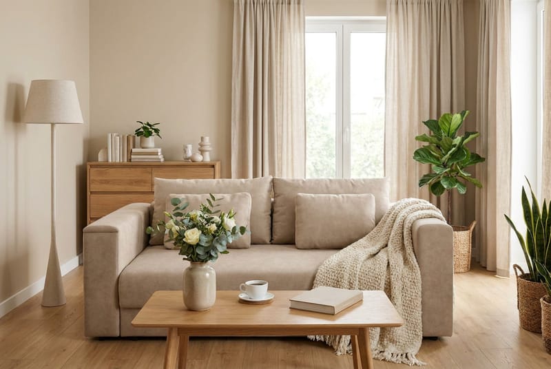 Bergen Extra djup 3-sits Bäddsoffa med Bäddmadrass i Polyesterskum och Tvättbar klädsel - Brun Tyg - Products - Möbler - Soffa - Bäddsoffa - 3 sits bäddsoffa