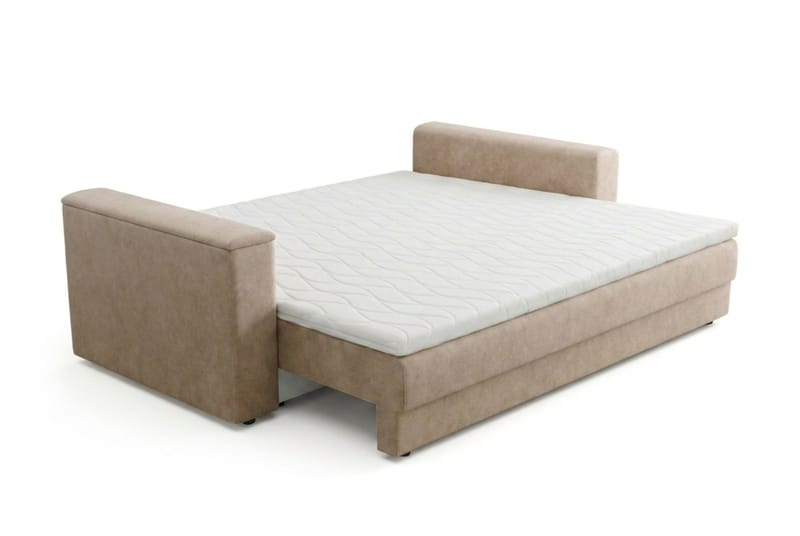 Bergen Extra djup 3-sits Bäddsoffa med Bäddmadrass i Polyesterskum och Tvättbar klädsel - Brun Tyg - Products - Möbler - Soffa - Bäddsoffa - 3 sits bäddsoffa
