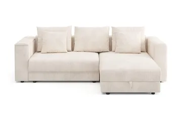 Bergen Extra djup 3-sits Bäddsoffa med Divan och Bäddmadrass i Latex och Tvättbar klädsel, Beige
