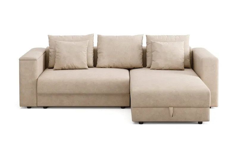 Bergen Extra djup 3-sits Bäddsoffa med Divan och Bäddmadrass i Memoryskum och Tvättbar klädsel, Beige