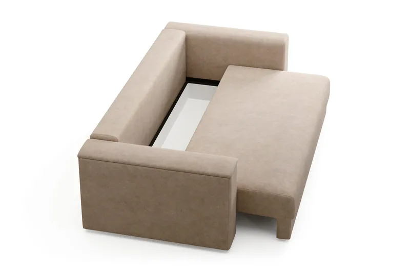 Bergen Extra Djup 3-sits Bäddsoffa med förvaring - Beige - Products - Möbler - Soffa - Bäddsoffa - 3 sits bäddsoffa