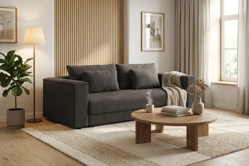 Bergen Extra Djup 3-sits Bäddsoffa med förvaring i manchester - Mörkgrå - Products - Möbler - Soffa - Bäddsoffa - 3 sits bäddsoffa
