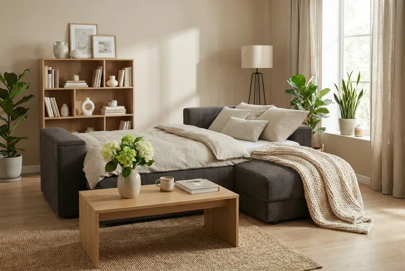 Bergen Extra Djup 3-sits Bäddsoffa med vändbar divan och förvaring i manchester - Taupe - Products - Möbler - Soffa - Bäddsoffa - Bäddsoffa divan
