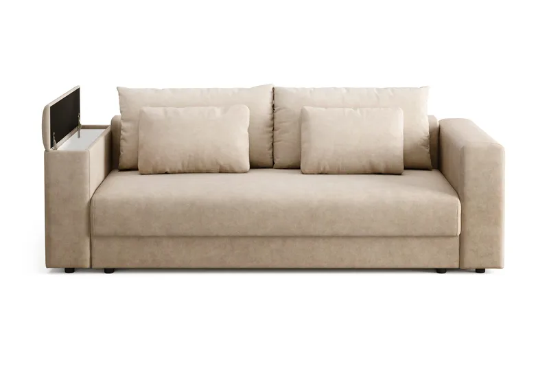 Bergen Extra Djup Framåtbäddad 3-sits Bäddsoffa med förvaring - Beige - Products - Möbler - Soffa - Bäddsoffa - 3 sits bäddsoffa