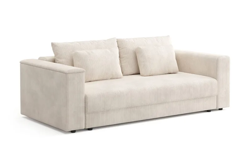 Bergen Extra Djup Framåtbäddad 3-sits Bäddsoffa med förvaring i manchester - Beige - Products - Möbler - Soffa - Bäddsoffa - 3 sits bäddsoffa