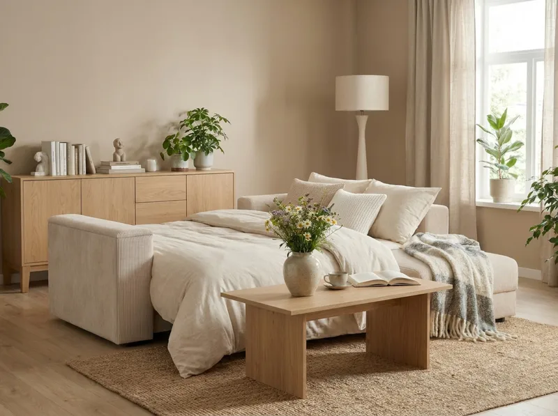 Bergen Extra Djup Framåtbäddad 3-sits Bäddsoffa med vändbar divan och förvaring i manchester - Beige - Products - Möbler - Soffa - Bäddsoffa - Bäddsoffa divan