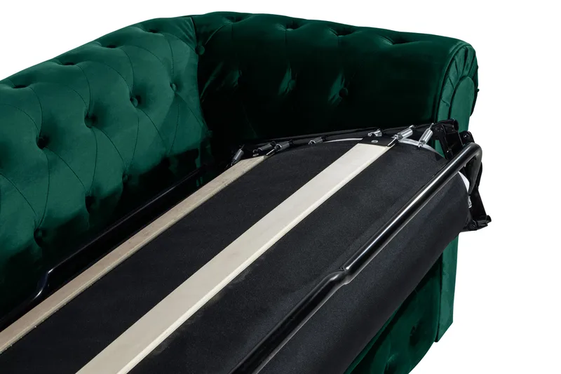 Chesterfield Lyx 3-sits Framåtbäddad bäddsoffa i sammet - Grön - Products - Möbler - Soffa - Bäddsoffa - 3 sits bäddsoffa
