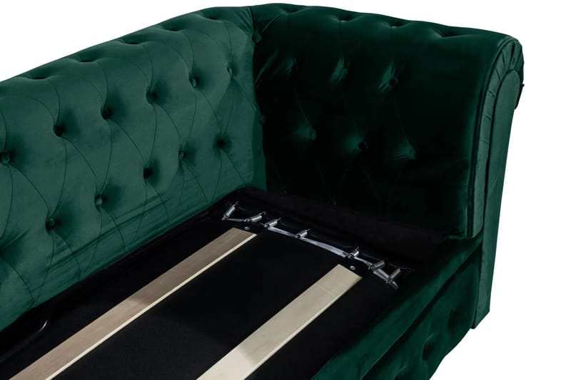 Chesterfield Lyx 3-sits Framåtbäddad Bäddsoffa med HVILA Bäddmadrass 140x200 cm Polyesterskum med Tvättbar klädsel - Grön - Products - Möbler - Soffa - Bäddsoffa - 3 sits bäddsoffa
