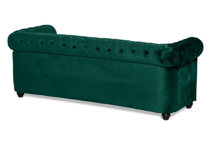 Chesterfield Lyx 3-sits Framåtbäddad Bäddsoffa med HVILA Bäddmadrass 140x200 cm Polyesterskum med Tvättbar klädsel - Grön - Products - Möbler - Soffa - Bäddsoffa - 3 sits bäddsoffa