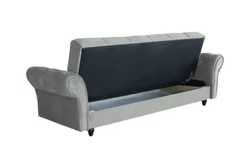 Denegal liten 3-sits Bäddsoffa Längsbäddad i Plysch - Mörkbrun - Products - Möbler - Soffa - Bäddsoffa - 3 sits bäddsoffa