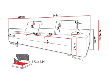 Gabina Bäddsoffa 3-sits i Plysch - Blå - Products - Möbler - Soffa - Bäddsoffa - 3 sits bäddsoffa