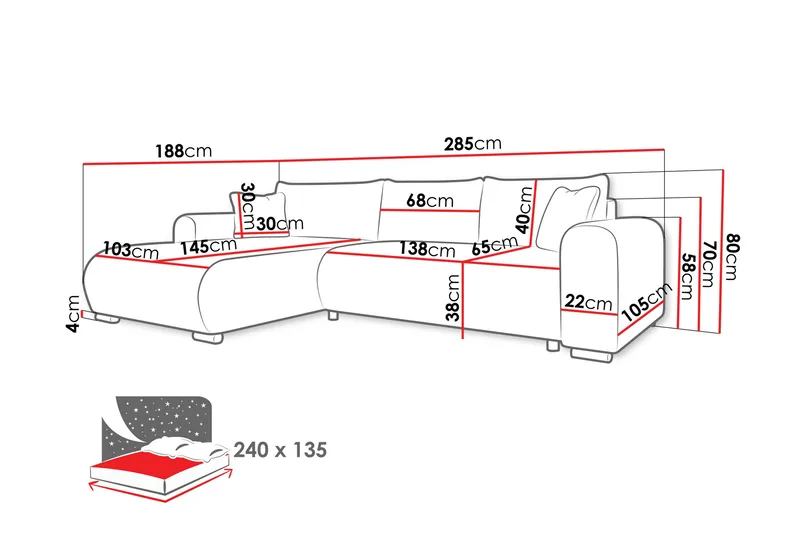 Handda Bäddsoffa med Divan 3-sits i Manchester - Grå - Products - Möbler - Soffa - Bäddsoffa - Bäddsoffa divan
