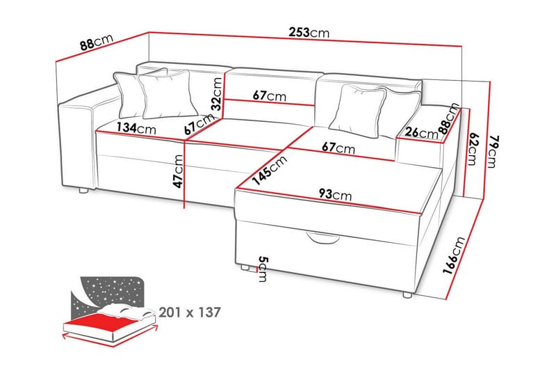 Knocklong 3-sits Hörnbäddsoffa - Products - Möbler - Soffa - Bäddsoffa - Hörnbäddsoffa